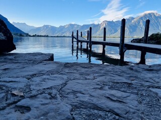 View of Lake Geneva from Chateau de Chillon