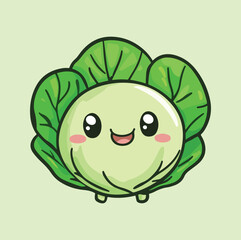 Fototapeta premium A green cabbage cartoon Illustration