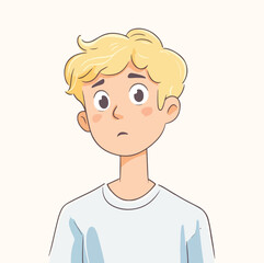 A boy with confuses posture concept illustration