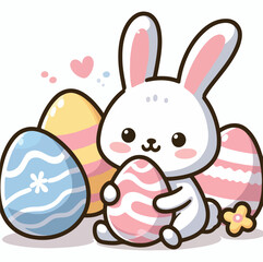 A rabbit with easter Egg illustration