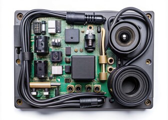 Fototapeta premium High-Quality Power Supply Unit for Electronic Devices and Circuitry with Cables and Connectors Visible