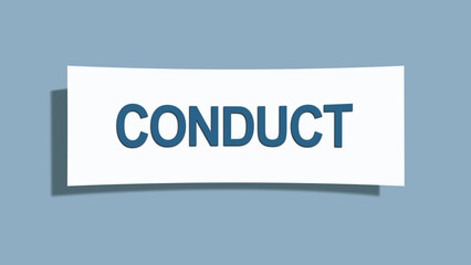 Conduct. A card isolated on blue background.