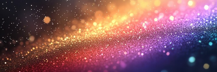 A textured rainbow glitter background, with sparkling particles catching the light