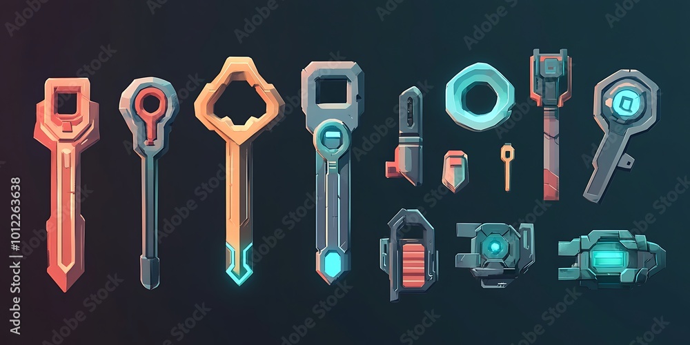 Poster Futuristic Game Keys & UI Elements