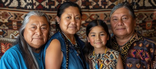 Native American Family Portrait Celebrating Heritage on Native American Day