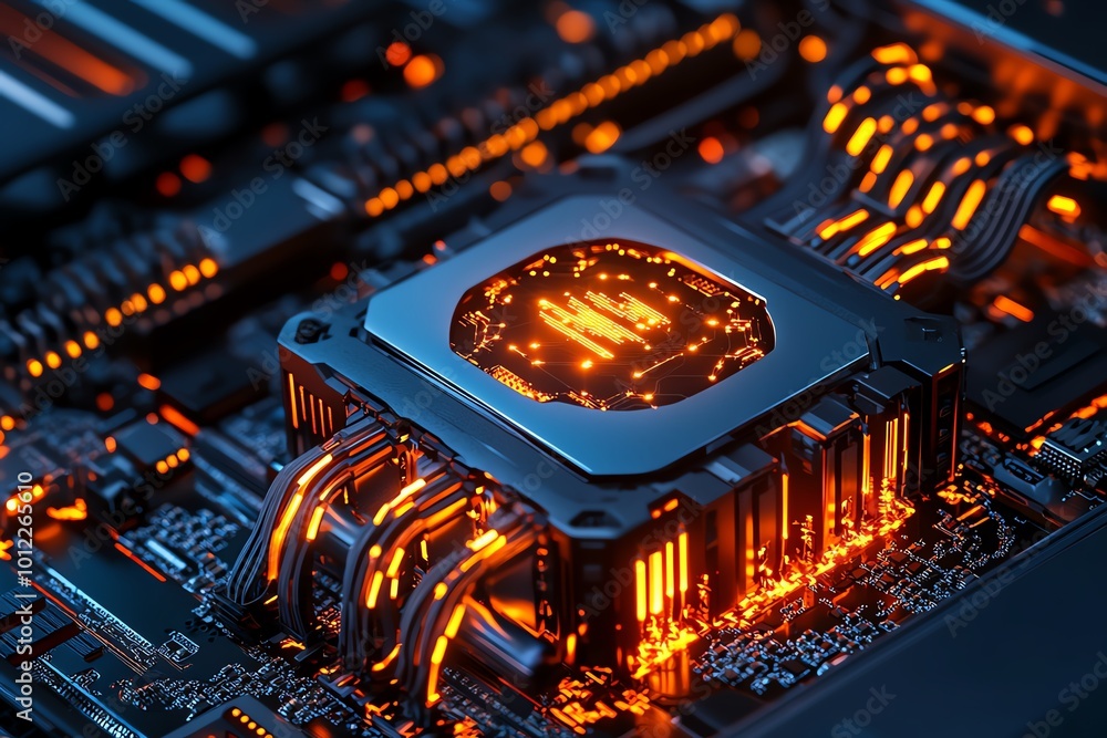 Aufkleber a futuristic data center with glowing servers, under cyberattack from ai-driven malware, symbolizing
