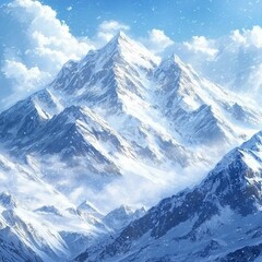 Beautiful scenic himalayas covered in snow. © Ace64 Studio