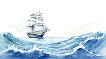 Obraz premium PNG Sea with ship sailboat outdoors painting.