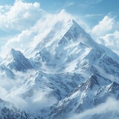 Beautiful scenic himalayas covered in snow. © Ace64 Studio