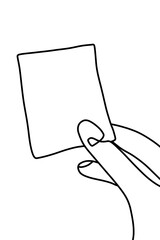 One continuous line, write and hold the notepad