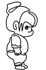 One continuous line, young posing and happy