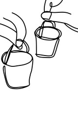one continuous line, drinking something 	
