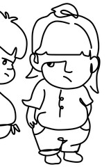 One continuous line, young posing and happy