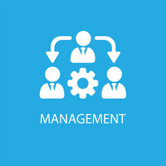 Management Icon. Teamwork management icon. Business team. Company leader, supervisor. Partnership icon. Organization workforce. Fa. Management icon flat style isolated