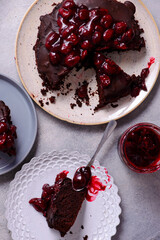 Chocolate Truffle Pie with Cherry Filling..style hugge .top veiw