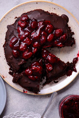 Chocolate Truffle Pie with Cherry Filling..style hugge .top veiw