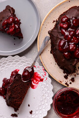 Chocolate Truffle Pie with Cherry Filling..style hugge .top veiw