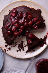 Chocolate Truffle Pie with Cherry Filling..style hugge .top veiw