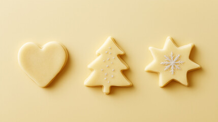 Fototapeta premium christmas cookies on a yellow background