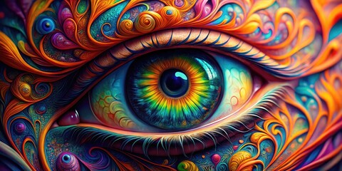 Intricate Abstract Eyeball Design with Colorful Swirls and Patterns for Creative Visual Projects