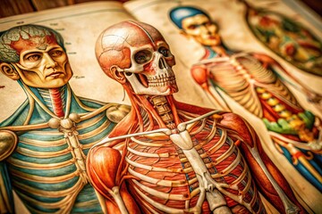 Intricate Antique Anatomy Drawings Showcasing Historical Medical Illustrations and Human Anatomy