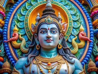 Intricate Art Representation of Shiva with Vibrant Colors, Symbolism, and Spiritual Elements in Design