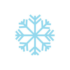 Snowflake sign. Blue Snowflake icon isolated on white background. Snow flake silhouette. Symbol of snow, holiday, cold weather, frost. Winter design element. Vector illustration.