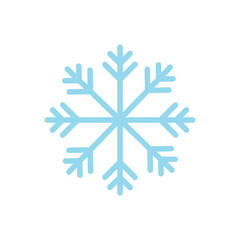 Snowflake sign. Blue Snowflake icon isolated on white background. Snow flake silhouette. Symbol of snow, holiday, cold weather, frost. Winter design element. Vector illustration 
