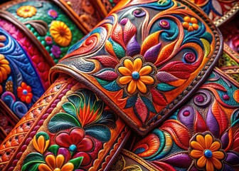 Fototapeta premium Intricate Designs for Leather Work Showcasing Craftsmanship and Creativity in Fashion Accessories