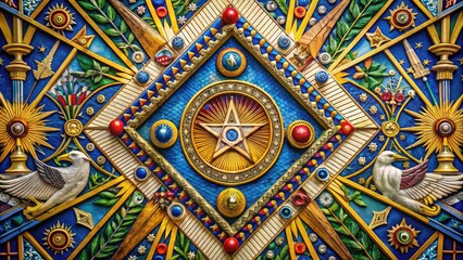 Obraz premium Intricate Freemason Symbols and Emblems Representing Brotherhood and Esoteric Knowledge in Design