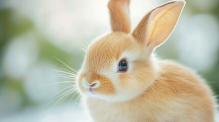 Fluffy White Rabbit Gazing into the Camera