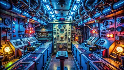 Intricate Interior of a US Navy Submarine Showcasing Advanced Technology and Functional Design