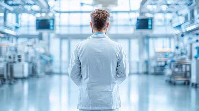 Doctor in Clean Medical Environment Checking Safety Standards