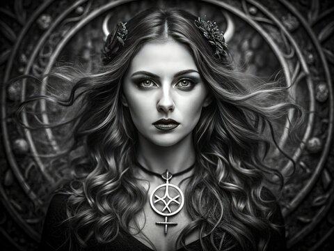 Intricate Lilith Sigil Design Symbolizing Feminine Power and Mysticism in Black and White Aesthetic