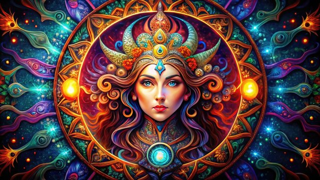 Intricate Lilith Symbol Design Representing Feminine Power, Mysticism and Spirituality in Art