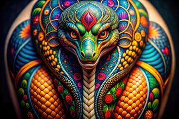 Naklejka premium Intricate Mamba Symbol Tattoo Design Featuring Bold Lines and Dynamic Curves on Skin Surface