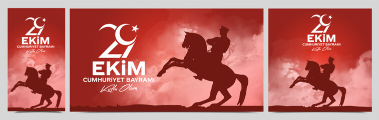 Obraz premium 29 ekim Cumhuriyet Bayrami kutlu olsun, Republic Day Turkey. Translation: 29 october Republic Day Turkey and the National Day in Turkey happy holiday. graphic for design elements vector illustration.