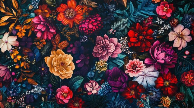 Nouveau nature design with vibrant floral patterns for artistic decor