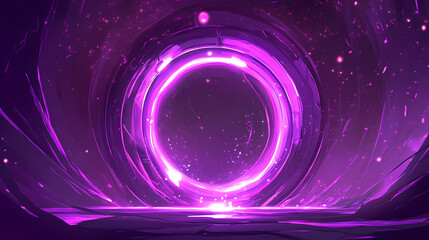 Obraz premium Futuristic portal to another world. cartoon portals. magic fantasy game teleport. Faerie Circle. Illustration