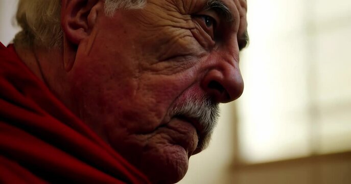 Grumpy Senior Man adul with angry mustache