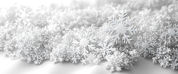 Obraz premium White snowflakes on a white background.