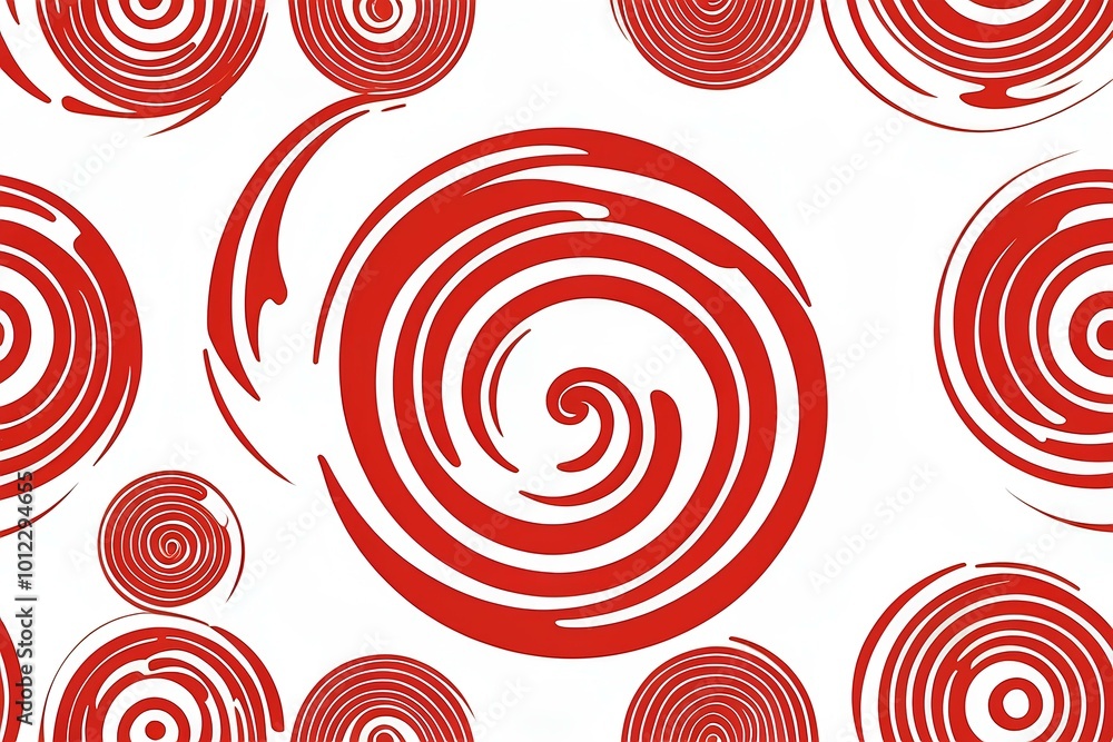 Poster abstract red and white swirl design with a smooth circular flow