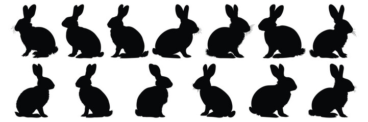 Rabbit silhouette set vector design big pack of rabbit illustration and icon