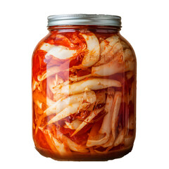 Korean healthy food, Kimchi - A jar of kimchi with red pepper paste and fermented cabbage.
