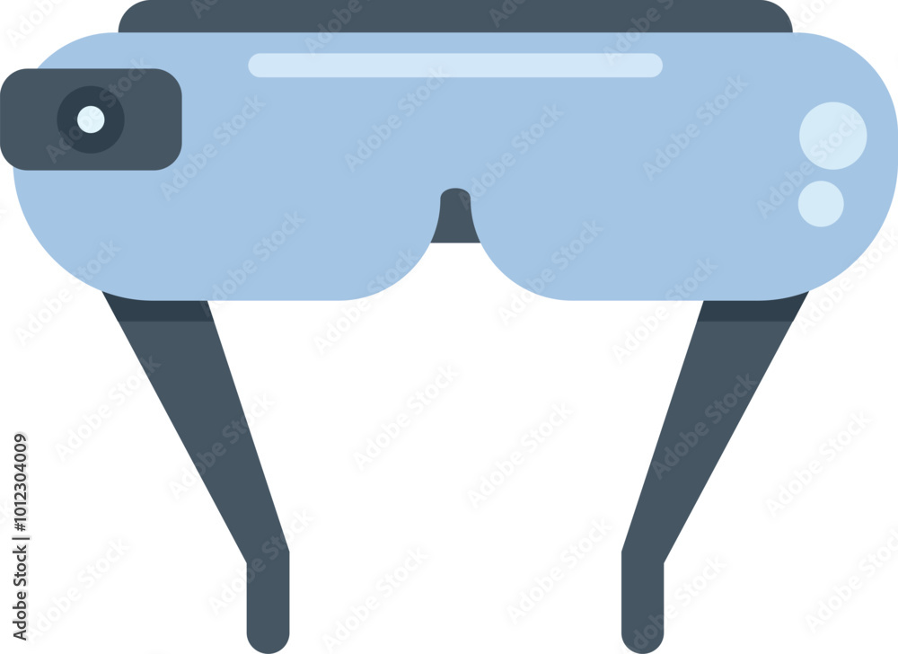 Poster vr glasses simulating augmented reality experience, futuristic device with camera