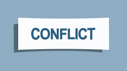 Conflict. A card isolated on blue background.