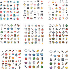 a collection icons including a variety of things including a toothbrush, a knife, and a knife.