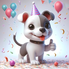 3D lustiger Hund Daumen hoch