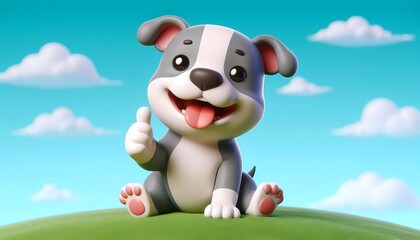 Obraz premium 3D lustiger Hund Daumen hoch