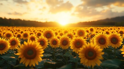 Fototapeta premium Sunflowers at Sunset